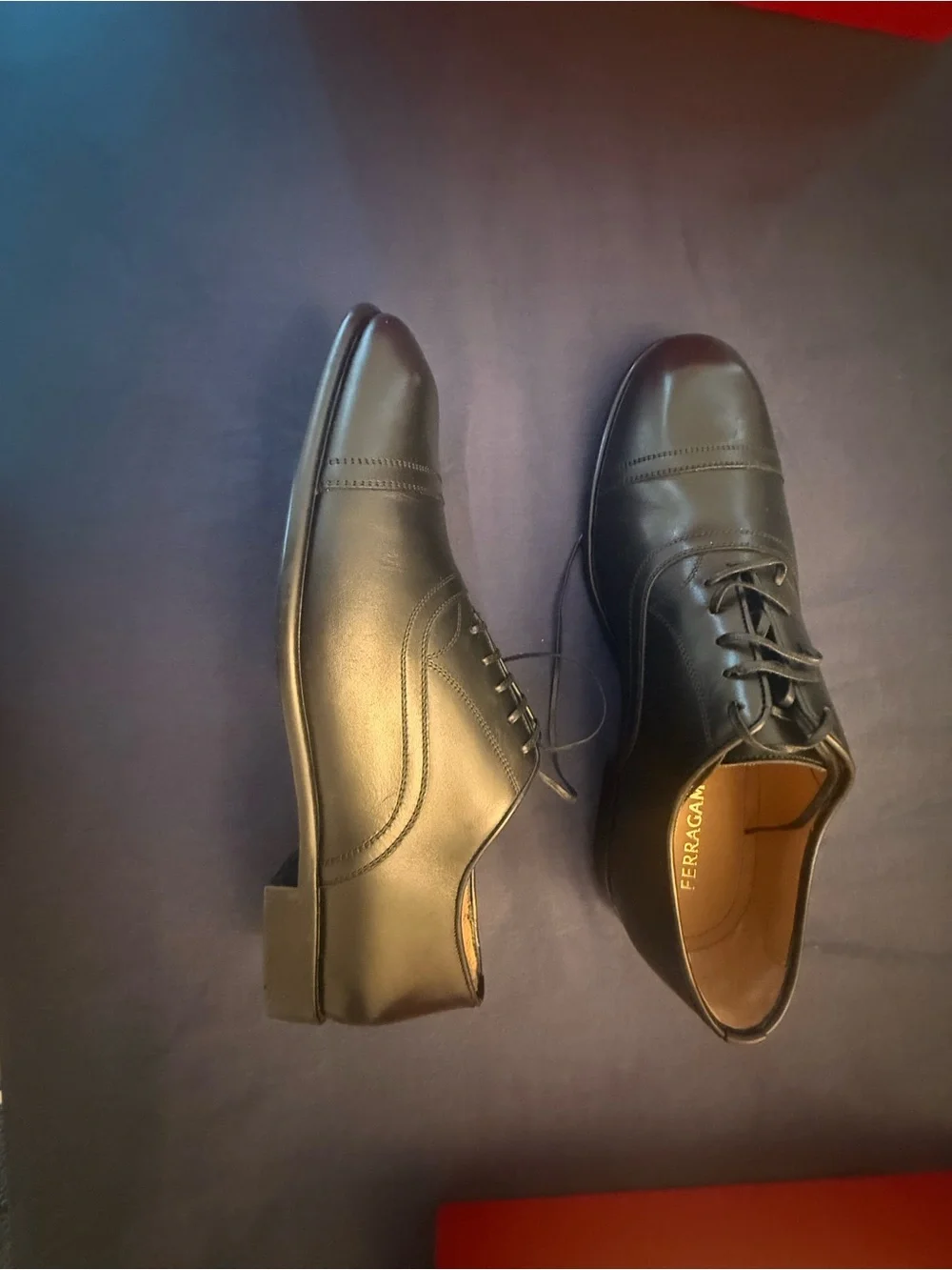 Brand new never worn Salvatore Ferragamo Black Leather Cap-Toe Oxfords